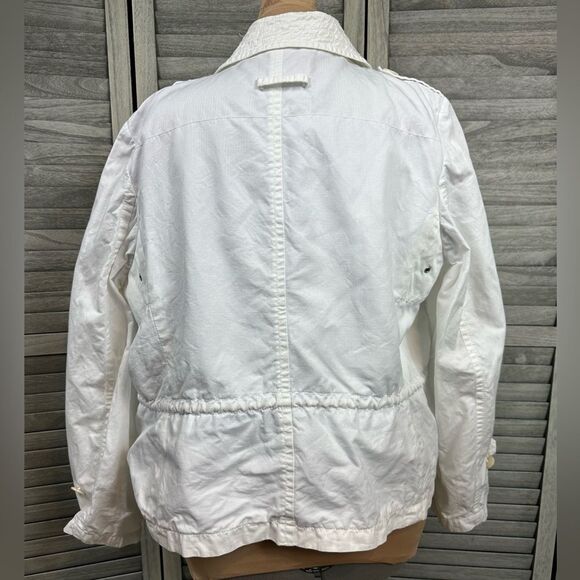 Talbot’s Jacket Size 18 Full Zip Linen Blend White and Lined Casual Rope Tie - Picture 2 of 8